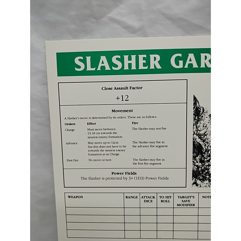 Games Workshop Slasher Gargant Hit Location Templates/ Damage Tables - Picture 2 of 10